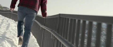 Walking Alongside the Snowy Valley Video stock 243741678