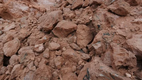 Walking among the rocks of the Valley of the Moon San Pedro de Atacama Chile Stock Footage 107127551