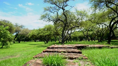 Walking on ancient wall POV Stock Footage 91017876