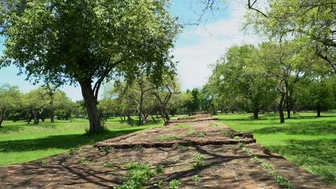 Walking on ancient wall POV Stock Footage 91018647