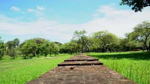 Walking on ancient wall POV Stock Footage 91019086