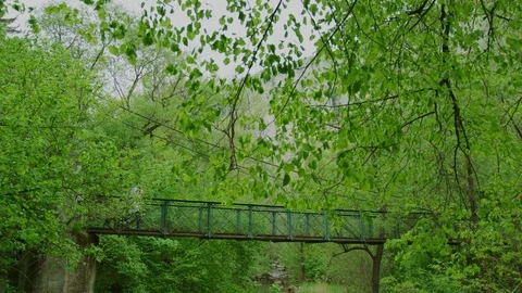 Walking and admiring the view from a bridge Stock Footage 99962227