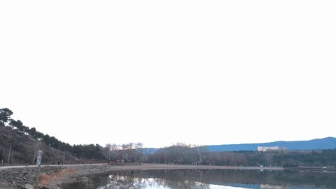 Walking and bike path along the beautiful Lake.Footpath Along the Pond. Stock Footage 129825840