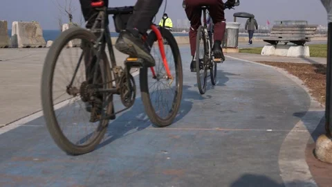 Walking and cycling people Stock Footage 170053577