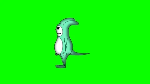Walking and jumping and standing blue kangaroo or space creature with horns and Stock Footage 285950947