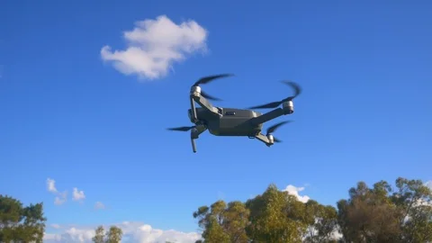 Walking around a hovering DJI Mavic Stock Footage 92168612