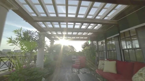 Walking around a luxury patio Видео 80327109