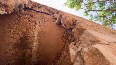Walking around medieval or ancient ruins of a fortress Stock Footage 280008007