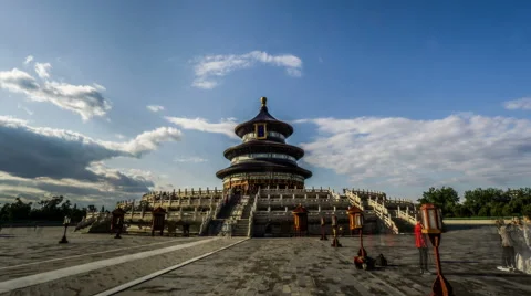 Walking around the Qinian Hall in the Temple of Heaven, Beijing, China. Stock Footage 53846867