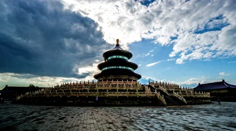 Walking around the Qinian Hall in the Temple of Heaven, Beijing, China. Stockbeeldmateriaal 53857477