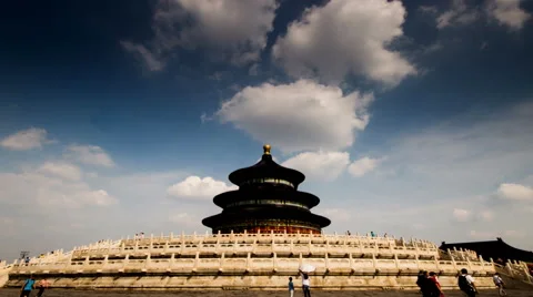 Walking around the Qinian Palace in the Temple of Heaven in Beijing,China Stock Footage 40390634