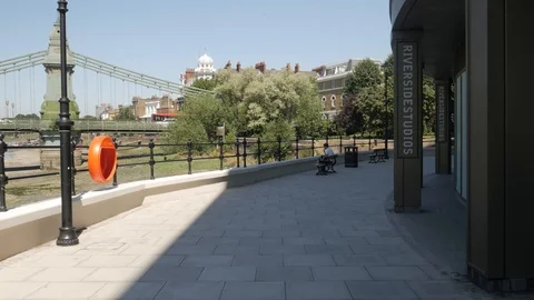 Walking around River Side Studios Stock Footage 91504017