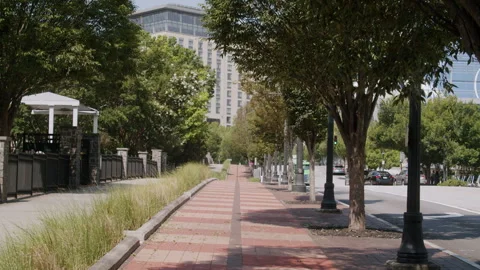 Walking Back Down Atlanta Footpath Downtown 4K 48FPS SLO-MO Stock Footage 270456135