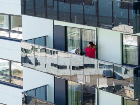 Walking on balcony Stock Photos