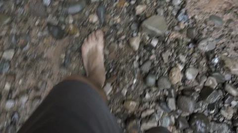 Walking barefoot exploring cave formations in atlas mountains Morocco Stock Footage 100269798