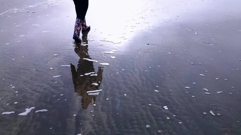 Walking on the beach 1 Stock Footage 125889983