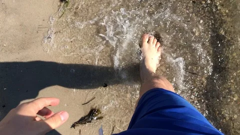 Walking at the Beach 4K Waves Water Summer Lifestyle Stock Footage 115579875