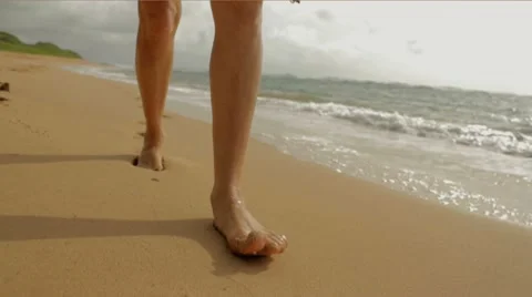 Walking on beach and water 2 Stock Footage 10571072