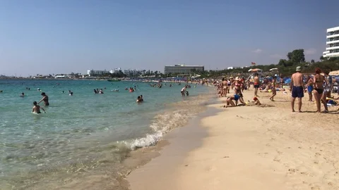 Walking at the Beach in Cyprus Stock Footage 117066995