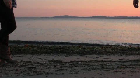 Walking on the Beach Stock Footage 26844670