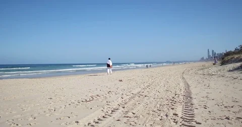 Walking on beach Stock Footage 69982067