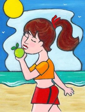 Walking on the Beach Stock Illustration