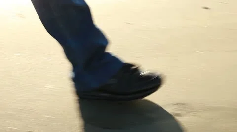 Walking on the beach, shoes close up Stock Footage 10709558