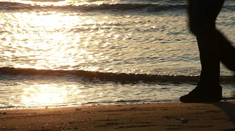 Walking on the beach, shoes close up Stock Footage 10709755