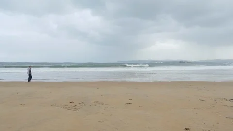 Walking on the beach in Spain, 4K Stock Footage 112434646