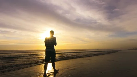 Walking on the Beach at Sunrise 스톡 동영상 57834082
