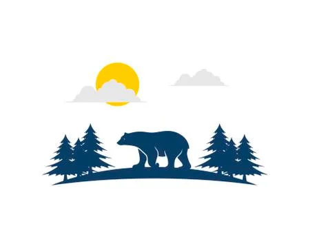 Walking bear in the forest Stock Illustration