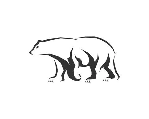 Walking bear with silhouette vector illustration Stock Illustration