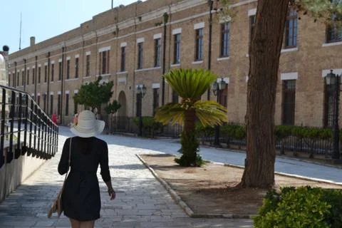 Walking a beautiful historical street Stock Photos