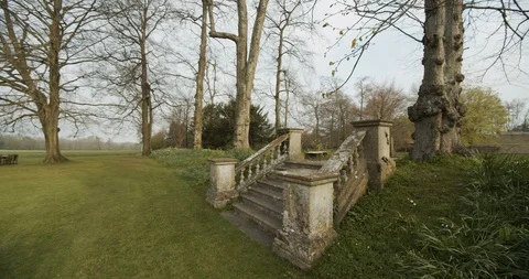 Walking Up A Beautiful Old Bath Stone Staircase In The Parkland Stock Footage 107554969