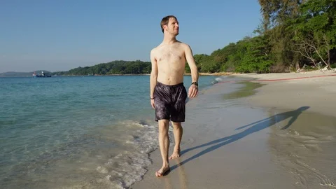 Walking on Beautiful Tropical Beach Stock Footage 119559994