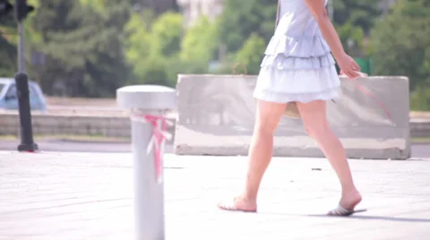 Walking beautiful white dress young adult woman Vídeo Stock 37045448