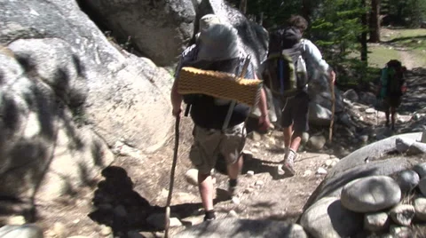 Walking Behind Hikers Stock Footage 36176590