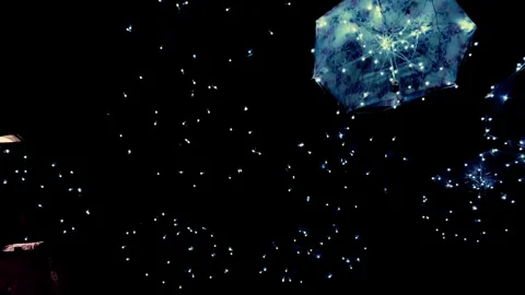 Walking Beneath Sparkling Decorative Lights at Night 動画素材 344651179
