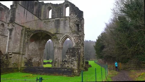 Walking beside Roche Abbey Stock Footage 321474583
