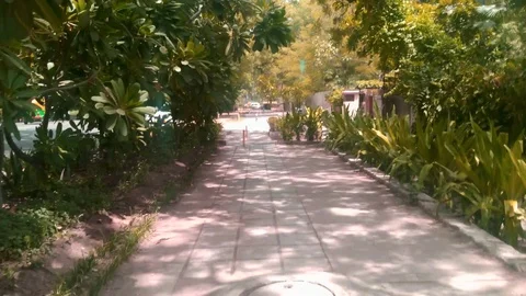 Walking between the streets in Delhi,captured Handheld Stock Footage 127105756