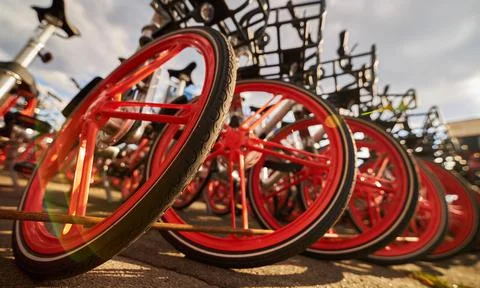Walking bicycles close up. Bicycle details Stock Photos