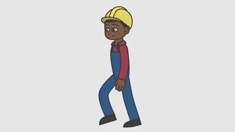 Walking black male builder in a hard hat Stock Footage 260571931