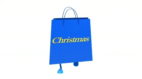 Walking blue christmas bag Loop Stock Footage 273461