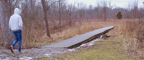 Walking On A Boardwalk Stock Footage 170862953