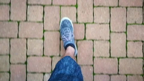 Walking On Brick Path Stock Footage 99568033