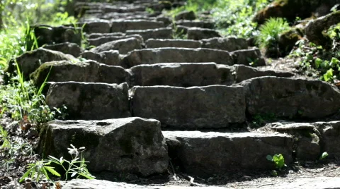 Walking up Brick Steps Stock Footage