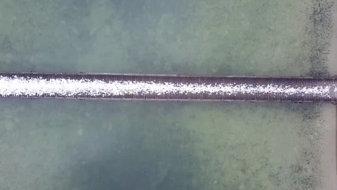 Walking bridge covered in snow Stock Footage 83460295