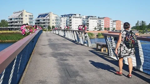 Walking on bridge Stock Footage 96733875