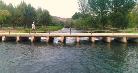 Walking on the bridge Stock Footage 124384230