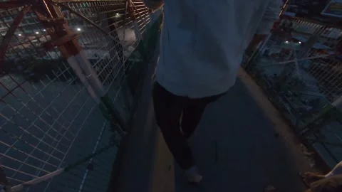 Walking on bridge Stock Footage 134633787